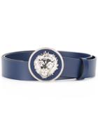 Versus Logo Plaque Belt, Men's, Size: 90, Blue, Calf Leather
