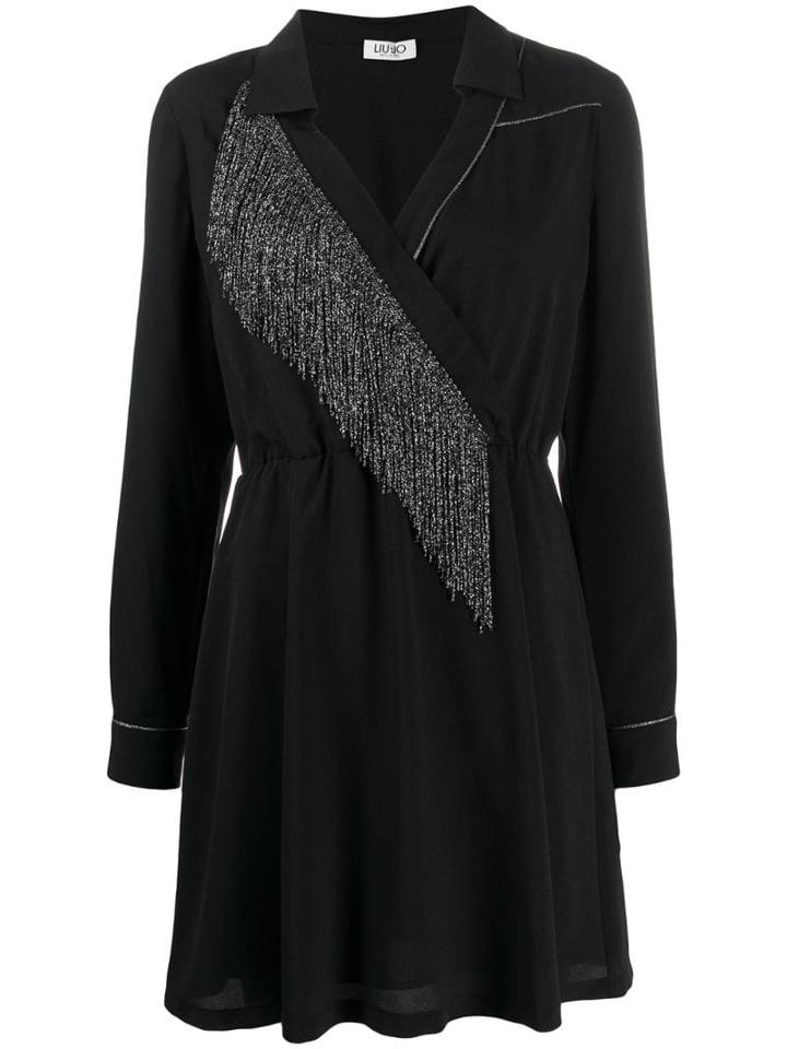 Liu Jo Fringed Sash Dress - Black