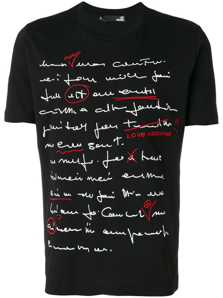 Love Moschino Handwriting Print T-shirt - Black