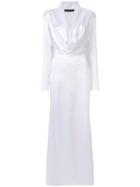 William Vintage Cowl Neck Long Gown - White