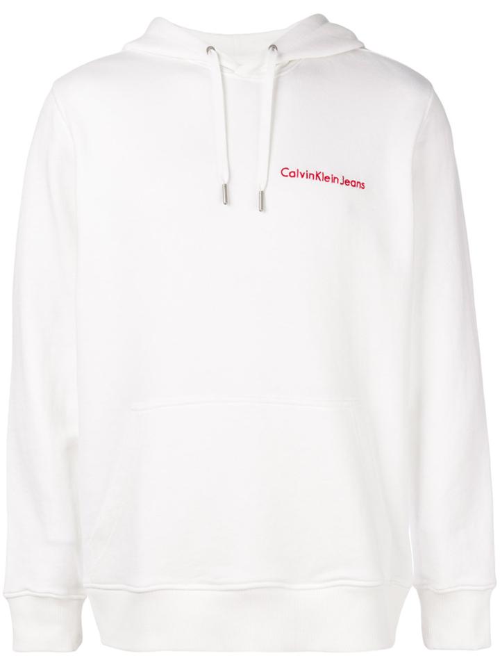 Calvin Klein Jeans Logo Hooded Sweatshirt - White