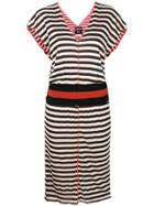 Jean Paul Gaultier Vintage Striped V-neck Dress - Black