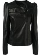 Isabel Marant Structured Shoulder Leather Jacket, Women's, Size: 40, Black, Lamb Skin