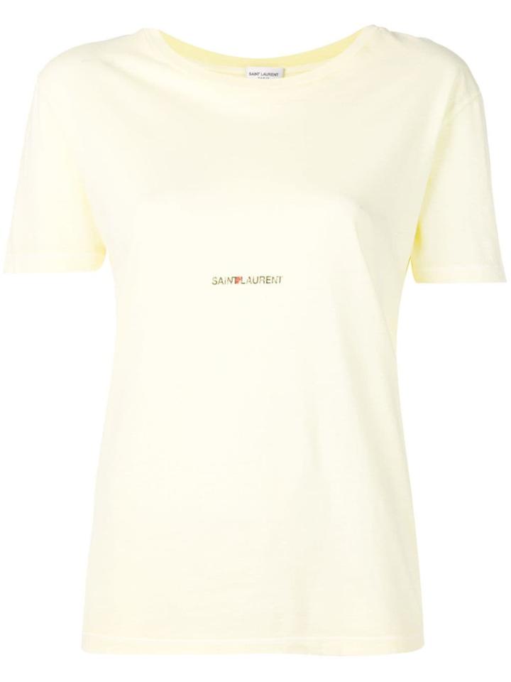 Saint Laurent Logo Print T-shirt - Yellow