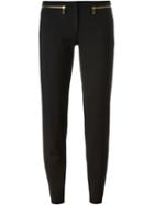 Versace Collection Zip Detail Slim Trousers, Women's, Size: 48, Black, Cotton/polyamide/spandex/elastane/viscose