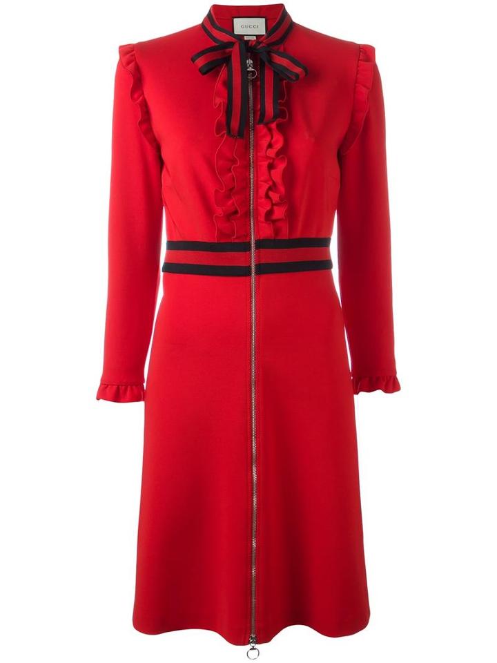 Gucci Web Bow Jersey Dress, Size: Large, Red, Polyamide/polyester/spandex/elastane/viscose