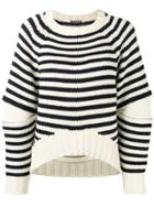 Alexander Mcqueen Zipped Elbows Striped Jumper - Neutrals