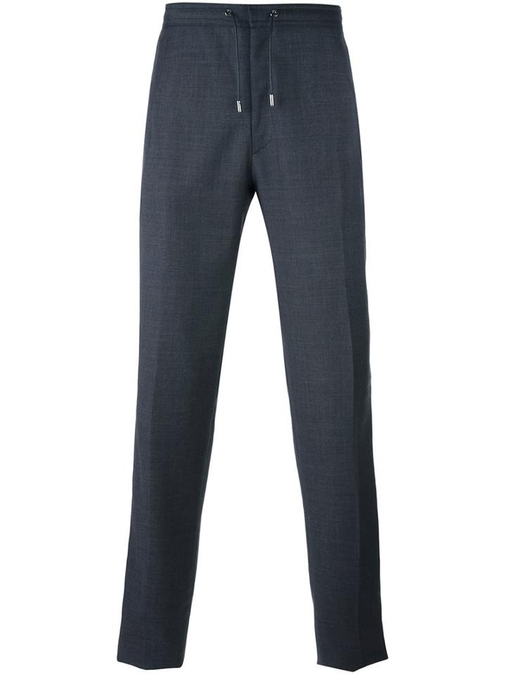 Brioni Buttoned High Neck Pullover, Men's, Size: 52, Blue, Virgin Wool