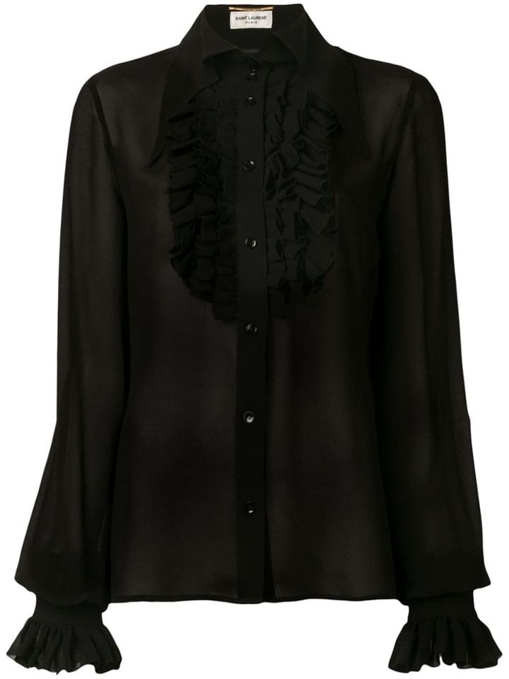 Saint Laurent Frill Detail Shirt - Black
