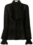 Saint Laurent Frill Detail Shirt - Black