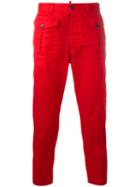 Dsquared2 Cropped Cargo Trousers, Men's, Size: 48, Red, Cotton/spandex/elastane