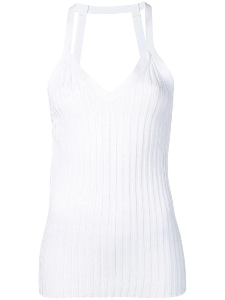 Circus Hotel Ribbed Fitted Tank Top - White