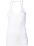 Circus Hotel Ribbed Fitted Tank Top - White