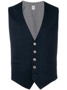 Eleventy Textured Button Waistcoat - Blue