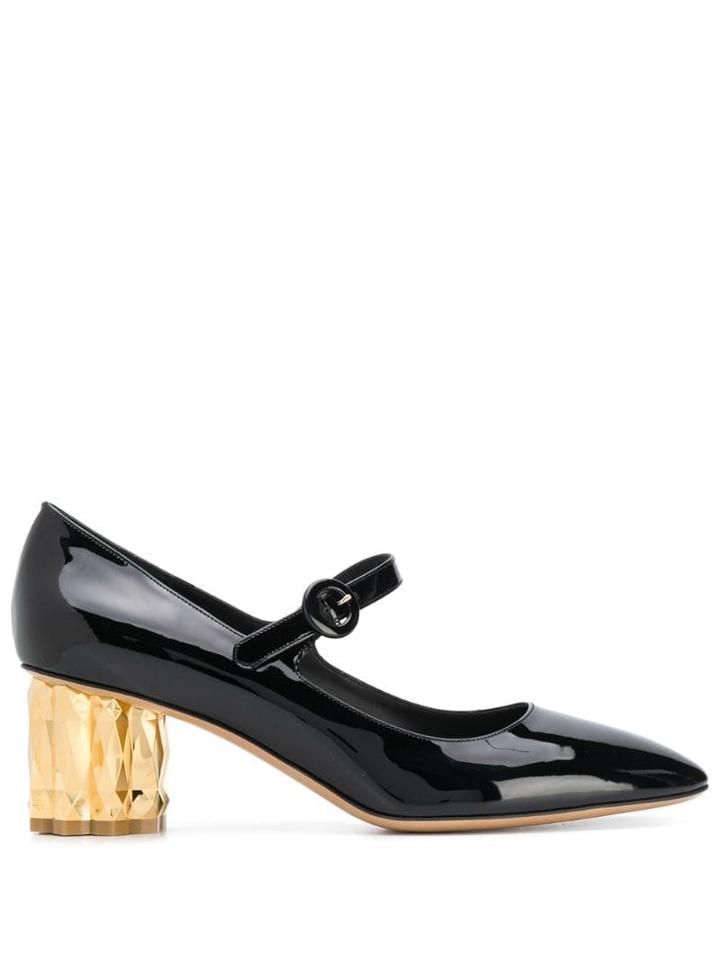Salvatore Ferragamo Mary Jane Block Heel Pumps - Black