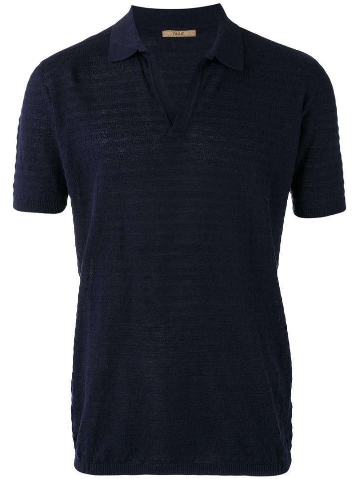 Nuur Knitted Polo Shirt, Men's, Size: 48, Blue, Cotton/linen/flax