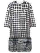 Oscar De La Renta Cropped-sleeve Cocoon Coat - Grey