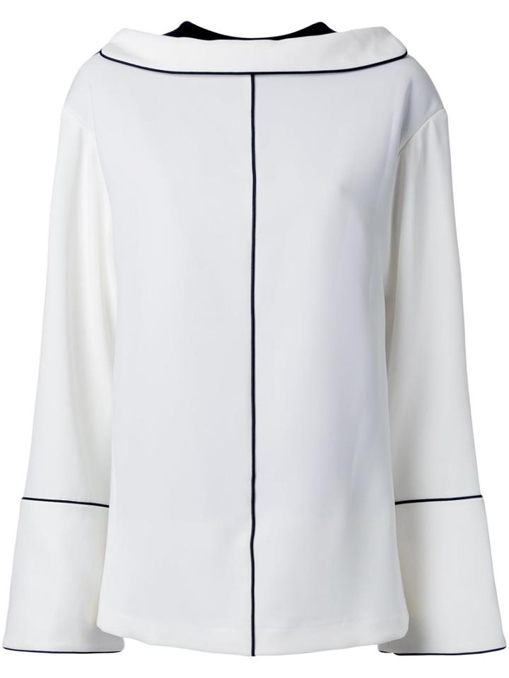 Irene Stitch Detail Reversed Shirt, Women's, Size: 36, White, Polyester/polyurethane