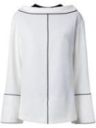 Irene Stitch Detail Reversed Shirt, Women's, Size: 36, White, Polyester/polyurethane