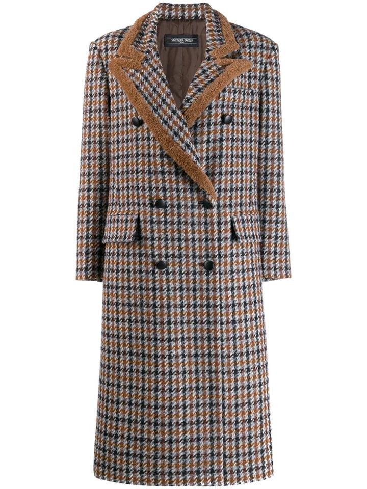 Simonetta Ravizza Checked Mid-length Coat - Brown