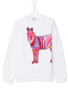 Msgm Kids Beaded Horse Sweatshirt, Girl's, Size: 14 Yrs, White