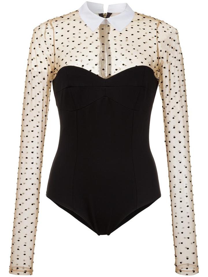 Fleur Du Mal Collared Bodysuit, Women's, Size: Medium, Black, Polyamide/spandex/elastane/viscose