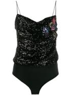 Pinko Sequin Embroidered Tank Top - Black