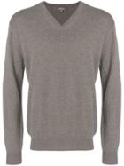 N.peal Burlington V-neck 1ply Sweater - Grey