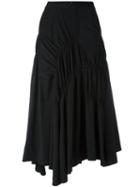 Y's - Gathered A-line Skirt - Women - Polyester/triacetate - 1, Black, Polyester/triacetate