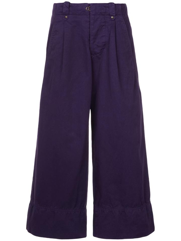 Kolor Wide Leg Cropped Trousers - Pink & Purple