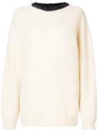 La Fetiche Contrast Neck Jumper - Nude & Neutrals