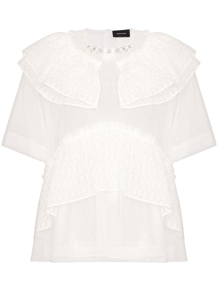 Simone Rocha Lace-trimmed Tulle T-shirt - White