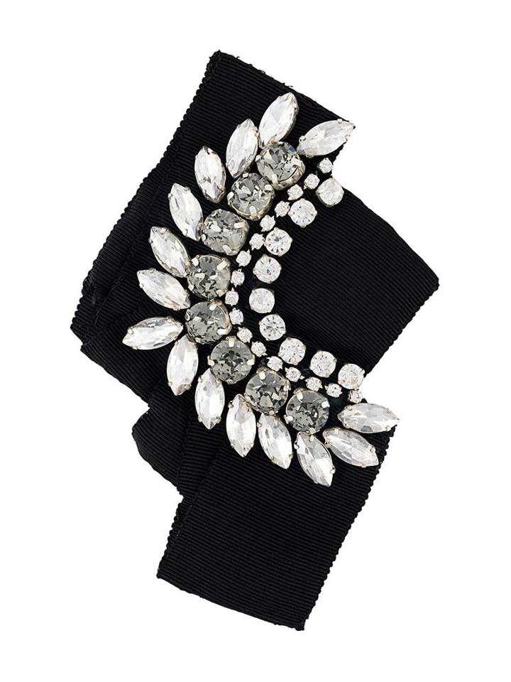 Lanvin Embellished Brooch, Women's, White, Cotton/calf Leather/viscose/glass