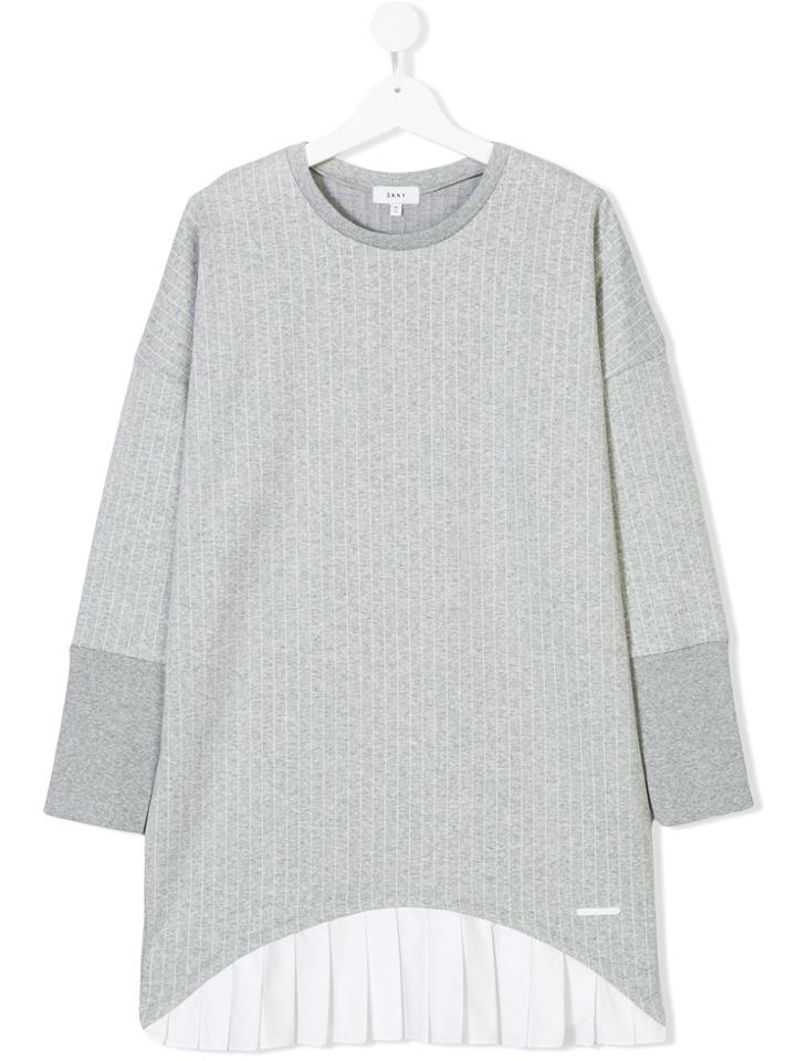Dkny Kids Pinstripe Print Dress - Grey