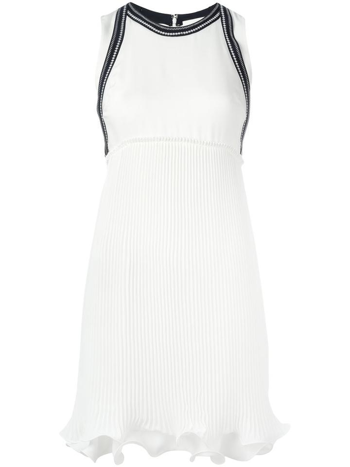 3.1 Phillip Lim Pleated Mini Dress, Women's, Size: 6, White, Silk/polyester