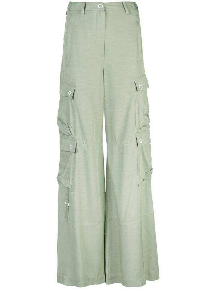 Jonathan Simkhai Twill Wide-leg Cargo Trousers - Green