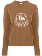 Moncler Lace Embellished Logo Jumper - Brown