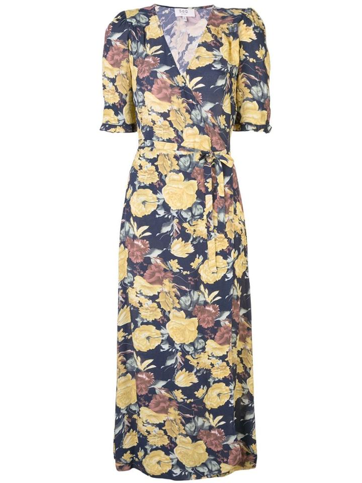 Sea Ella Floral Wrap Dress - Black