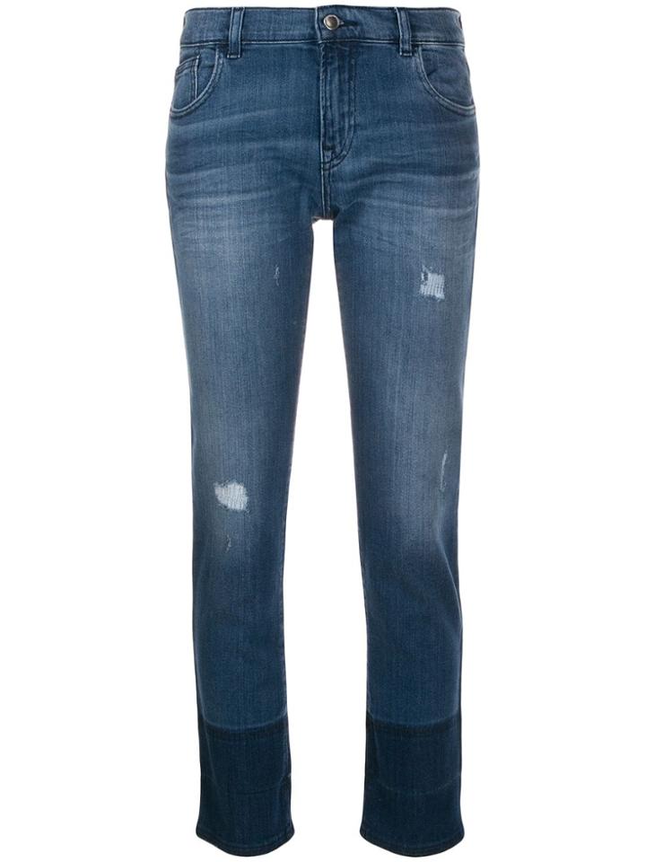Emporio Armani Two Tone Skinny Jeans - Blue