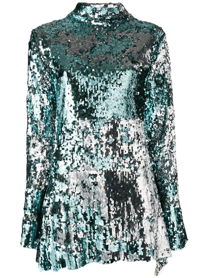 Halpern Embellished Contrast Mini Dress - Blue
