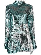 Halpern Embellished Contrast Mini Dress - Blue