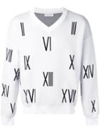Gosha Rubchinskiy V-neck Numbers Sweater, Men's, Size: Small, White, Cotton