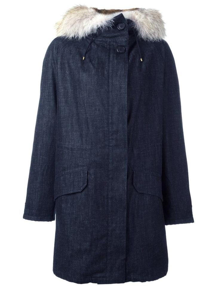 Yves Salomon Army Fur Hood Parka - Blue