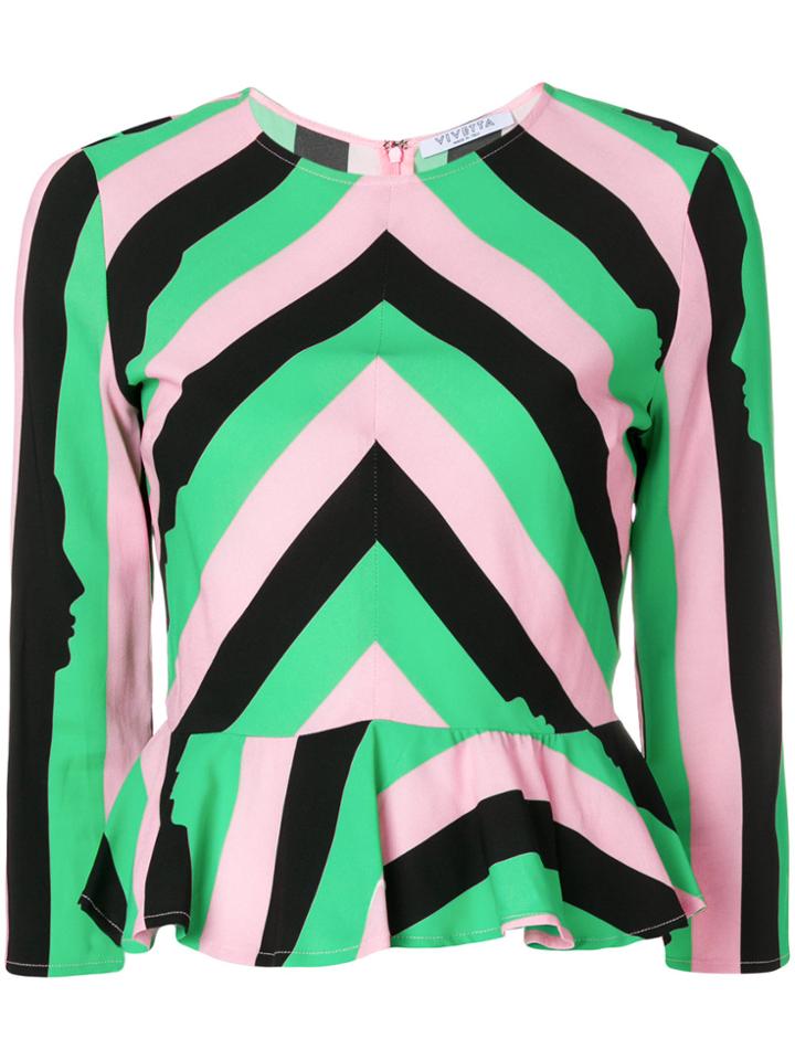 Vivetta Striped Silhouette Print Blouse - Multicolour