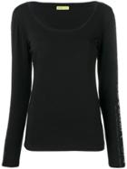 Versace Jeans Couture Logo Embellished Sleeves T-shirt - Black