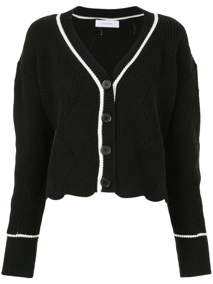 Le Ciel Bleu Contrast Trim Knitted Cardigan - Black