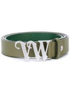 Logo Buckle Belt - Women - Calf Leather - One Size, Green, Calf Leather, Vivienne Westwood Red Label