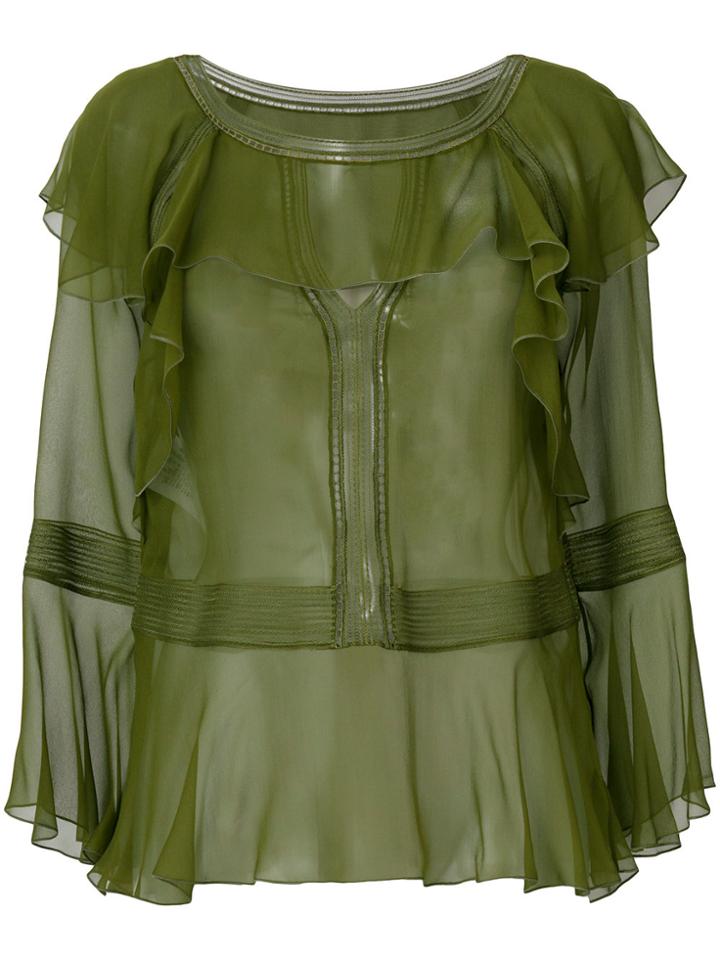 Alberta Ferretti Deep Frill Blouse - Green
