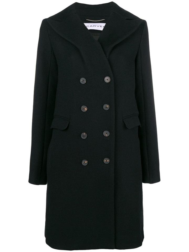 Carven Double Breasted Coat - Black