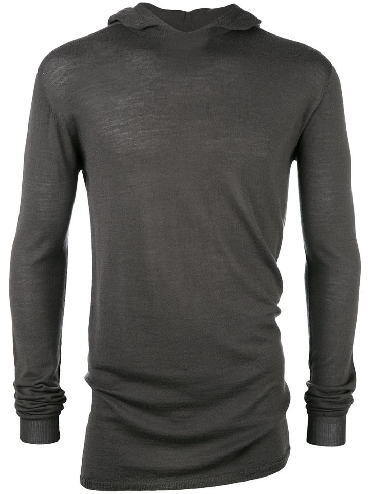 Rick Owens Fitted Hoodie, Men's, Size: Large, Brown, Wool